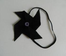 Black and Purple Felt Pinwheel Headband