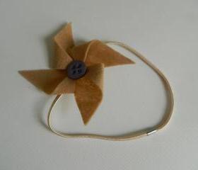 Tan and Purple Felt Pinwheel Headband