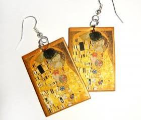 Klimt's The Kiss Earrings for art lovers 