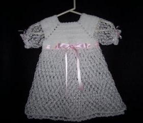 White Hand Crocheted Christening,Baptisim,Blessing,Photo Prop Dress