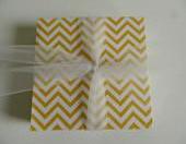 Yellow and White Chevron Print Tile Coasters