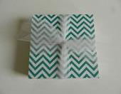 Teal and White Chevron Print Tile Coasters