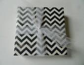 Black and White Chevron Print Tile Coasters