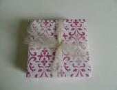 Dark / Hot Pink Damask Print Tile Coasters