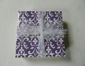 Purple Damask Print Tile Coasters