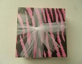 Pink Zebra Striped Print Tile Coasters