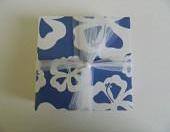 Tropical Blue and White Flower Print Tile Coasters
