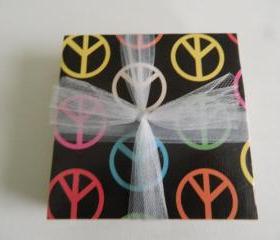 Peace Sign Print Tile Coasters