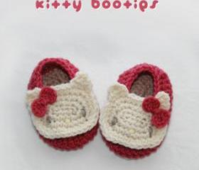 Hello Kitty Baby Booties Crochet PATTERN, SYMBOL DIAGRAM (pdf)