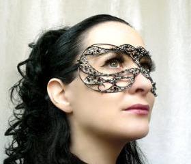  Black and silver masquerade mask, handmade