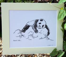 Original art illustrative print, Panda (10' x 12')