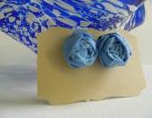 Light Blue Fabric Rosette Earrings