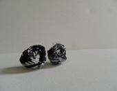 Black and White Damask Rosette Earrings