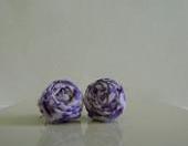 Lavender Rosette Fabric Earrings