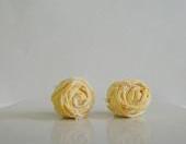 Yellow and White Rosette Earrings