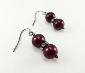 Dark Plum Earrings Beaded Jewelry Pearls Affordable Rockstar Trendy Autumn Fashion