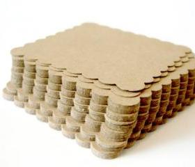2inch kraft scalloped squares die cut scrapbooking embellishment Any occasion 2 Dozen