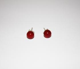 Carnelian stud earrings on sterling silver posts 6mm.