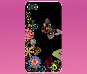 Iphone 4 case--Flower and Buttefly,iphone 4S case,in plastic or silicone case 