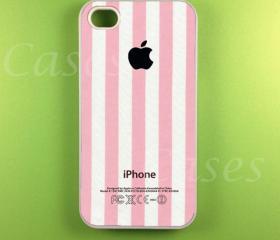Pink Stripe w/ Apple Logo Iphone 4s Case, Iphone Case, Iphone 4 Case