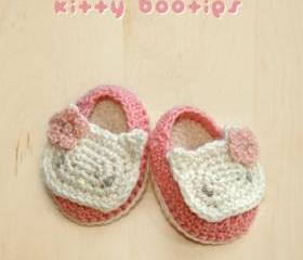 Hello Kitty Baby Booties Crochet PATTERN, SYMBOL DIAGRAM (pdf)
