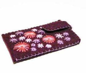 iPhone case iPhone sleeve Felt iPhone cover with embroidery flowers