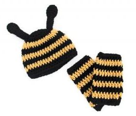 Baby Bee Halloween Costume - Newborn Hat and Legwarmers