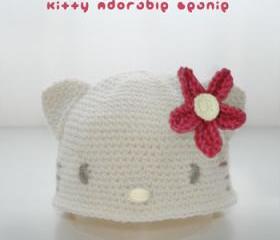 Hello Kitty Adorable Beanie Crochet PATTERN, SYMBOL DIAGRAM (pdf)