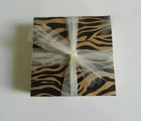 Brown and Black Zebra Print Tile Coasters