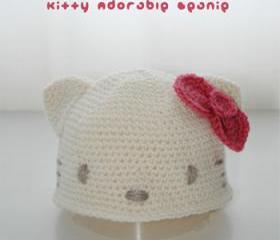 Hello Kitty Adorable Beanie Crochet PATTERN, SYMBOL DIAGRAM (pdf)