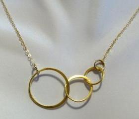 Delicate Gold Interlocking Triple Circles Necklace