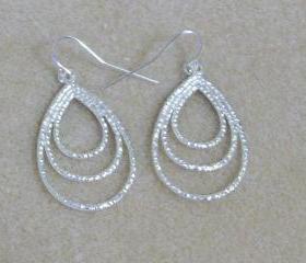 Sterling Silver Triple Teardrop Earrings