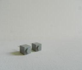 Single Square Grey Lego Earrings