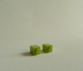 Single Square Lime Green Lego Earrings