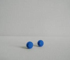 Round Dark Blue Lego Earrings
