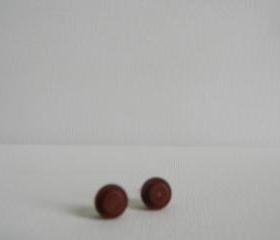 Round Brown Lego Earrings