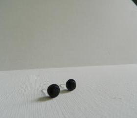 Round Black Lego Earrings