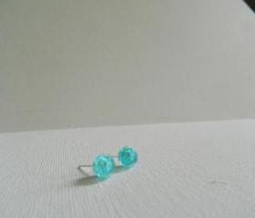 Round Light Blue Translucent (Teal) Lego Earrings