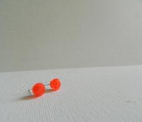 Round Clear Orange Lego Earrings