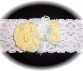 White, Pale Yellow & Light Blue Lace Garter 501
