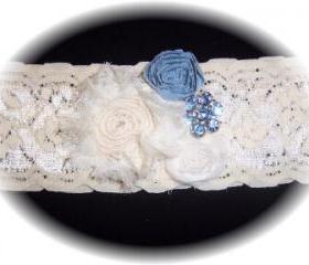 Ivory and Blue Garter 504