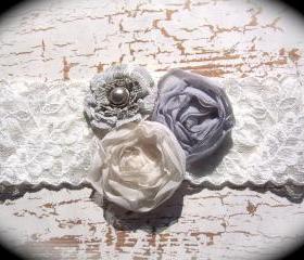 Vintage Shades of Gray Lace Wedding Garter 517