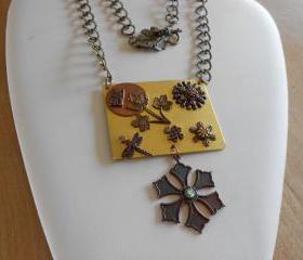 Handmade Riveted Brass and Copper Necklace
