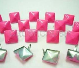 50pcs 1/2inches Pink Color PYRAMID Studs Punk rock Biker Spikes spots EMO S813