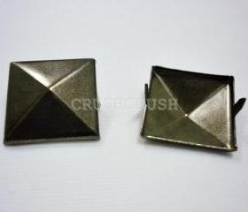  10pcs 1 inch Gunmetal Pyramid STUDS Metal Punk ROCK Biker Spikes spots Heavy Duty S425