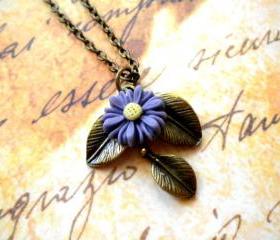 Leaf Necklace Sun Flower Necklace Vintage Necklace