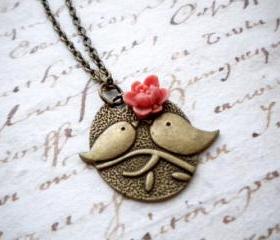 Bird Pendant Flower Necklace Bird Necklace Bird Charm