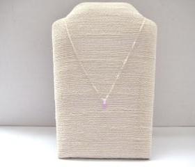  Sterling silver necklace with tiny violet glass droplet pendant - Lavender Kiss