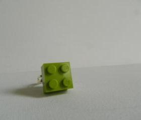 Lime Green Square Lego Ring