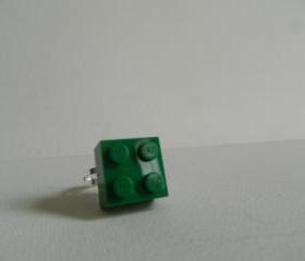 Dark Green Square Lego Ring